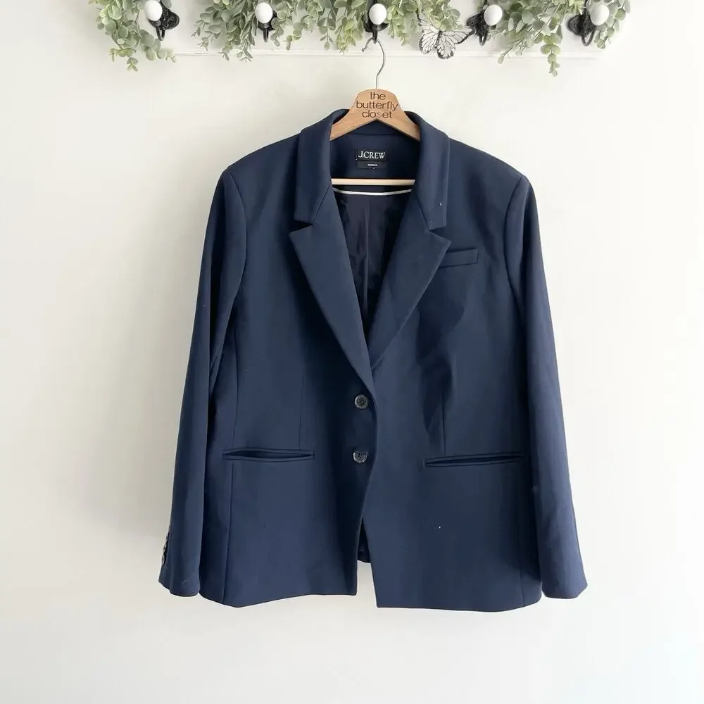 men's J. Crew Navy Madelyn Notched Lapel Pocketed Formal Classic Blazer Sz 46